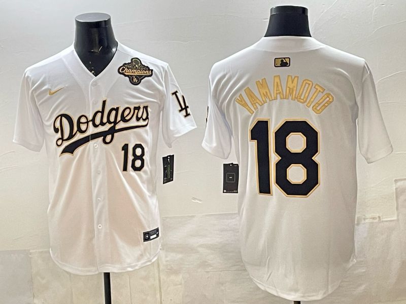Men 2026 Nike Los Angeles Dodgers #18 Yamamoto White Game MLB Jersey 09